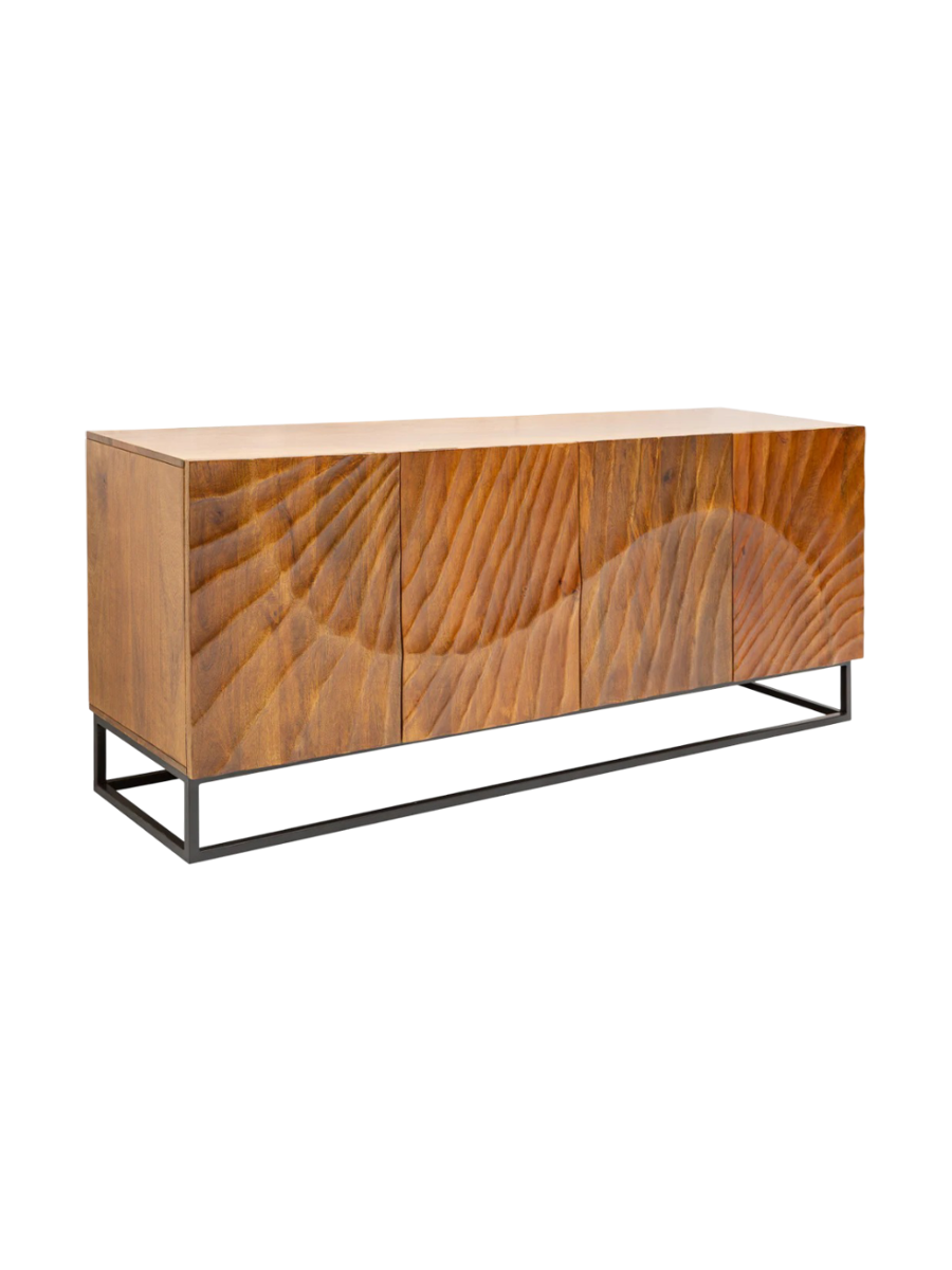 
Grosses Massivholz Sideboard „Skorpion“ - Schwarz / Natural