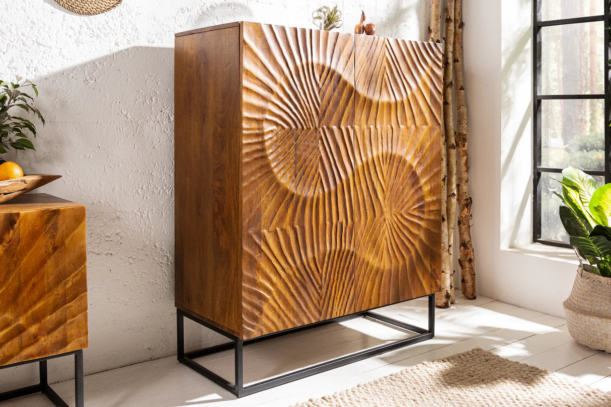 
Massivholz Design Highboard „Skorpion“ - Schwarz / Natural