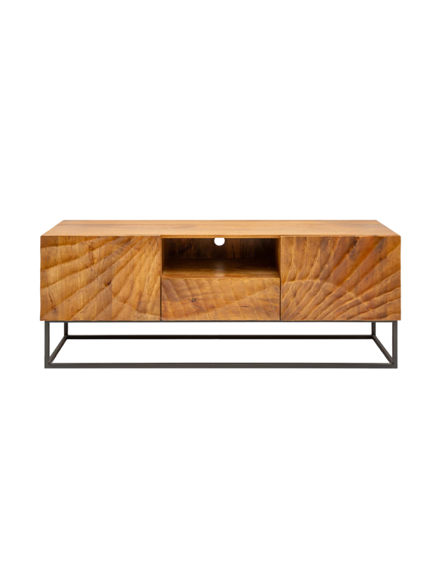 
Massivholz Design Lowboard „Skorpion“ - Schwarz / Natural