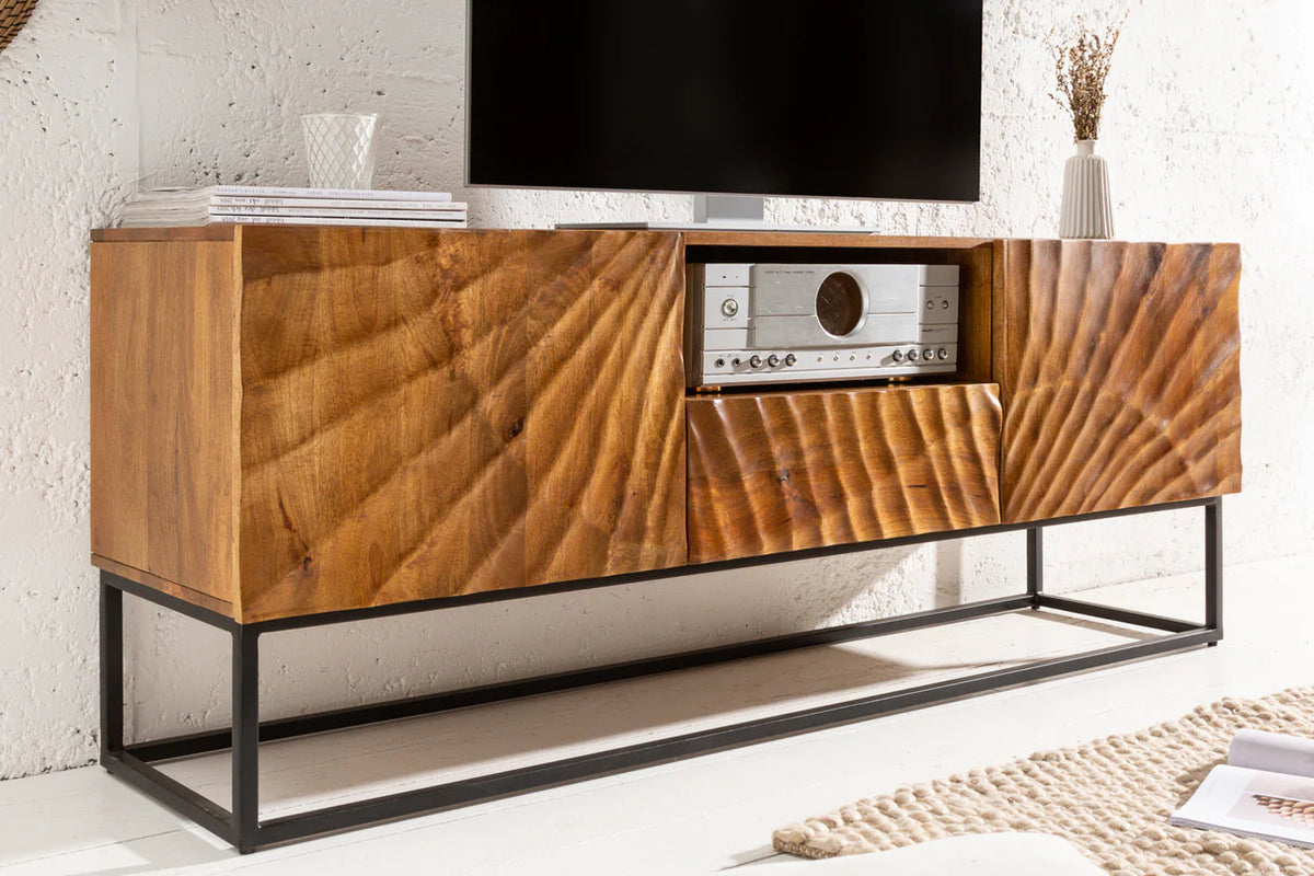 
Massivholz Design Lowboard „Skorpion“ - Schwarz / Natural