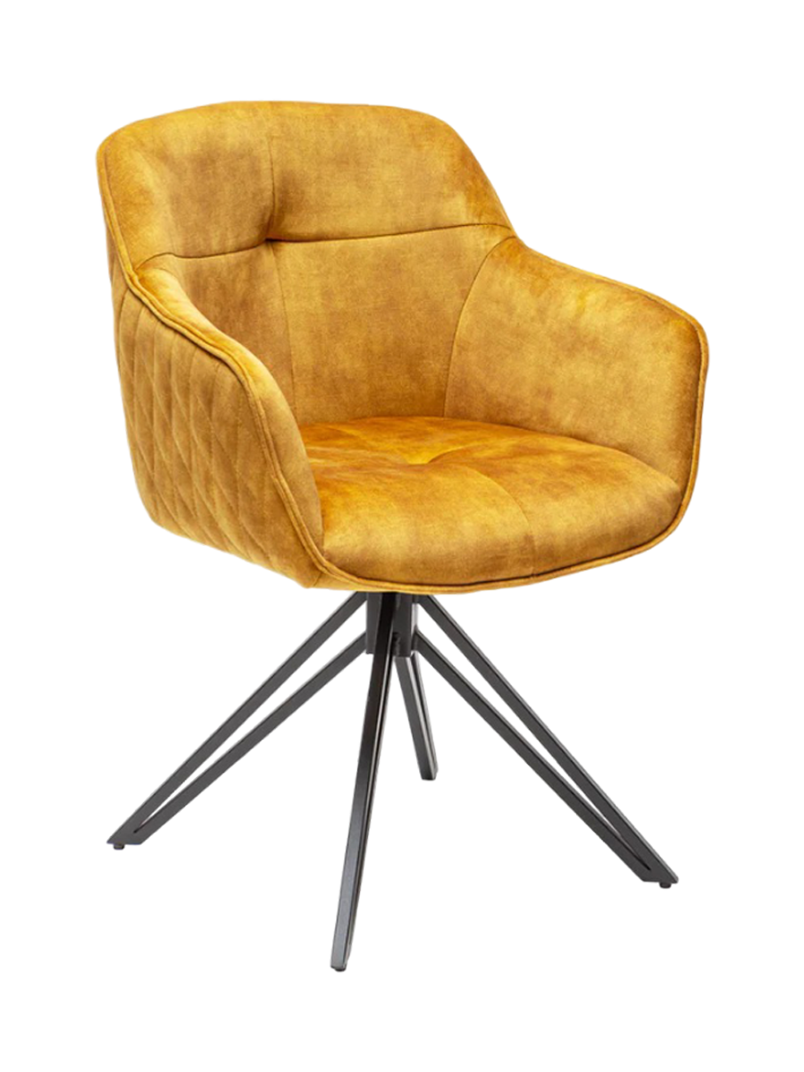 
Swivel Designer Armchair "Elefantis" - Velvet Mustard Yellow
