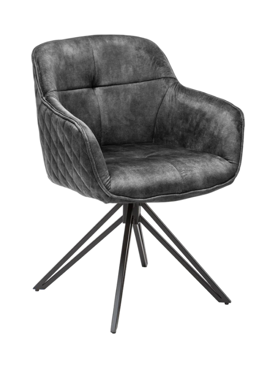 
Swivel Designer Armchair "Elefantis" - Velvet Dark Grey