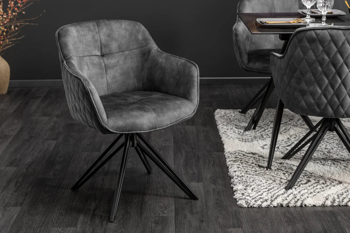 
Swivel Designer Armchair "Elefantis" - Velvet Dark Grey