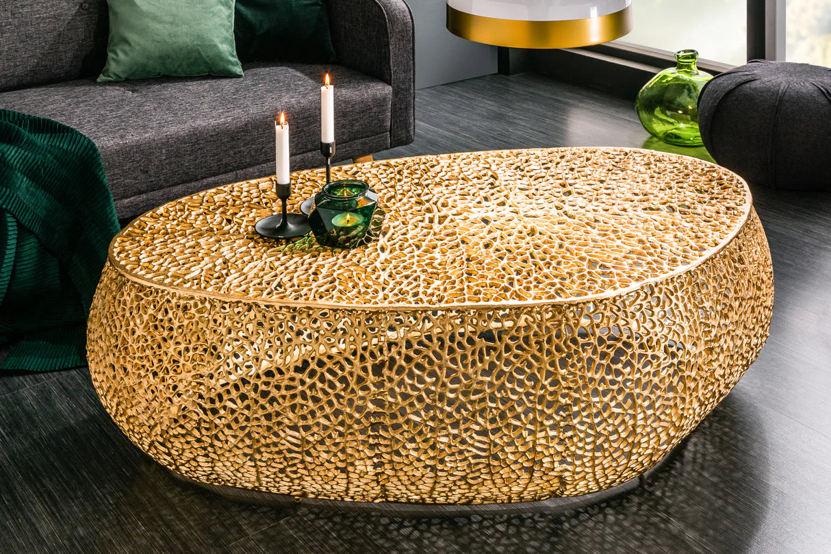 
Designer Coffee Table "Leaf" - Gold