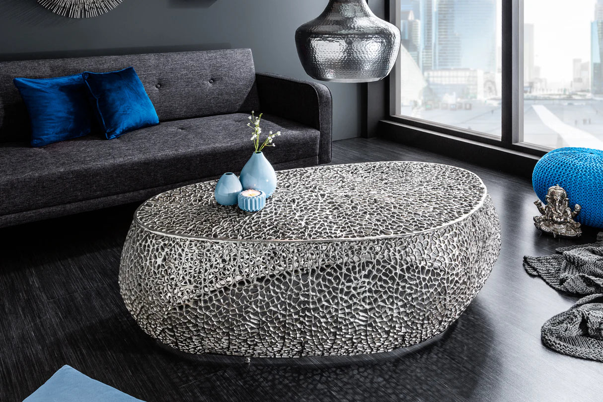 
Designer Coffee Table "Leaf" - Silver