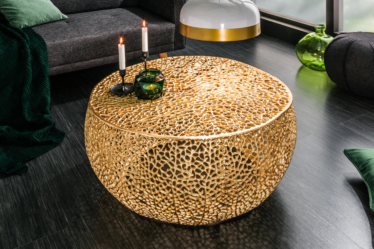 
Round Design Coffee Table "Leaf" - Gold