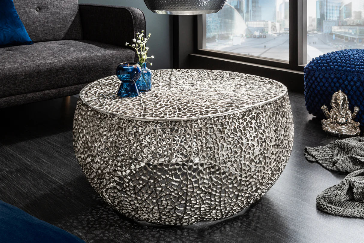 
Round Design Coffee Table "Leaf" - Silver