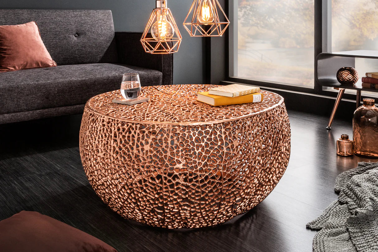 
Round Design Coffee Table "Leaf" - Copper