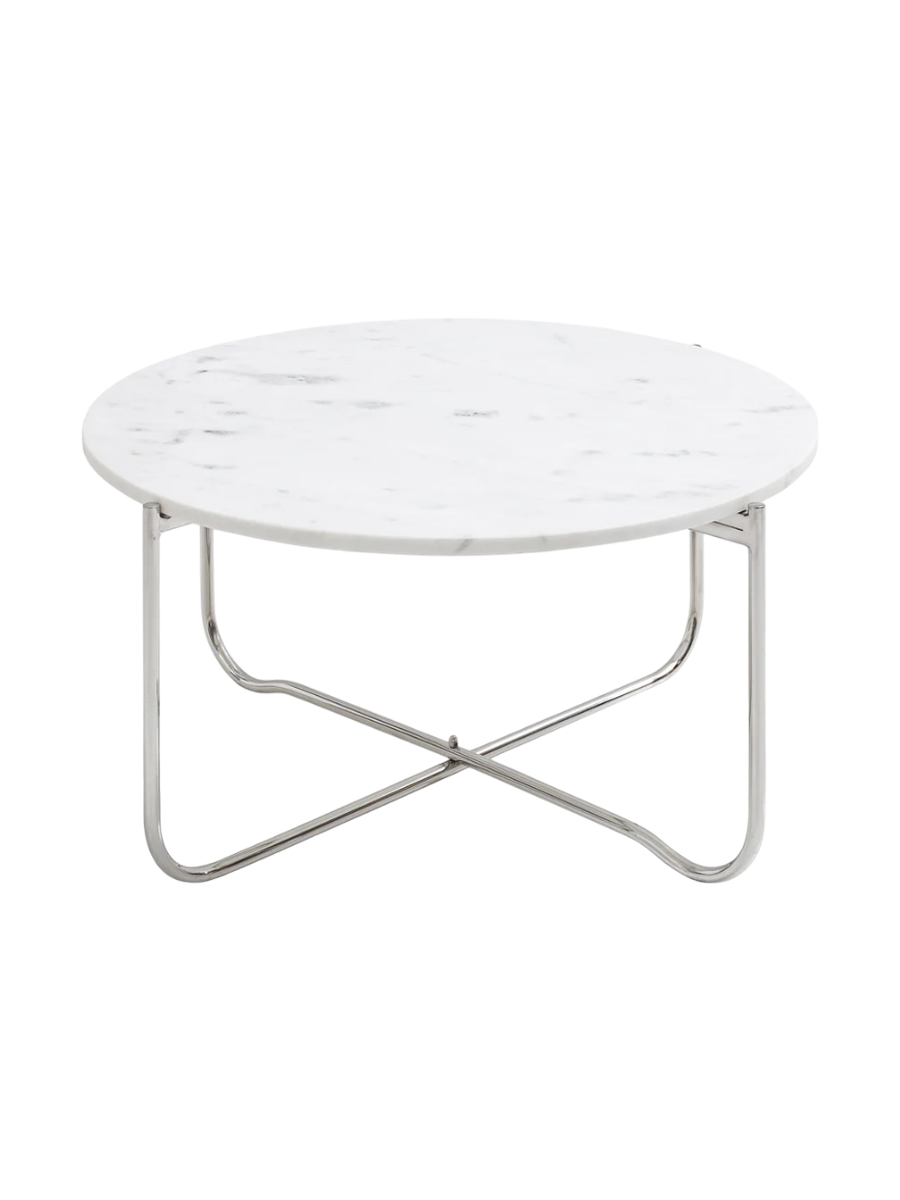
Tavolino da salotto in marmo „Noblesse“ Ø 62 cm - Argento / Marmo Bianco