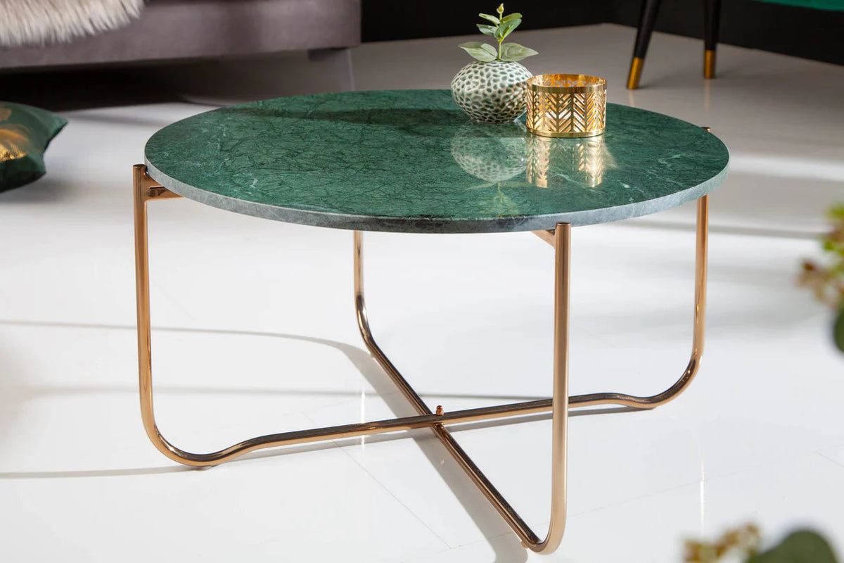 
Tavolino da salotto in marmo „Noblesse“ Ø 62 cm - Oro / Marmo Verde