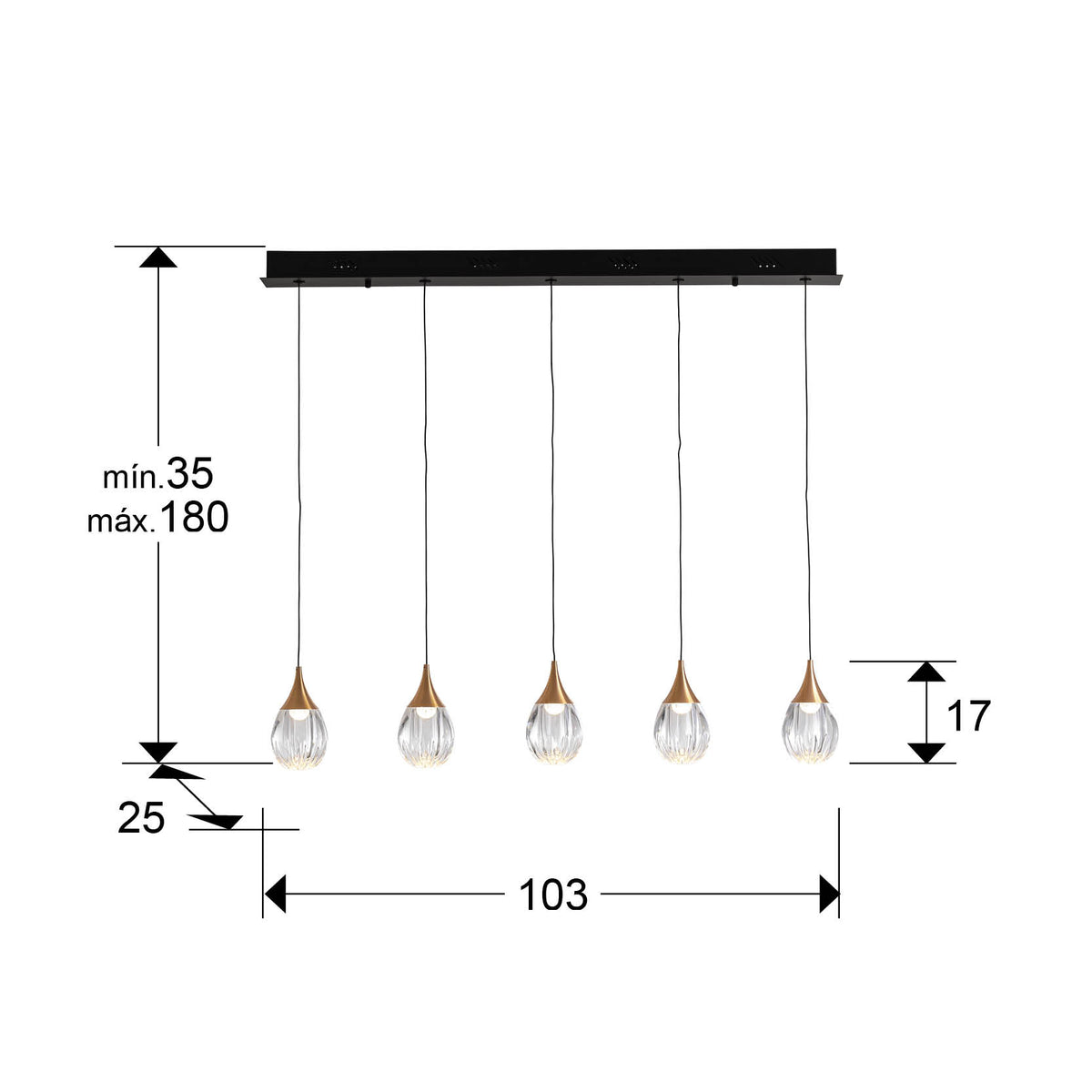 
Lampada a sospensione LED di design „Corina“ a 5 luci