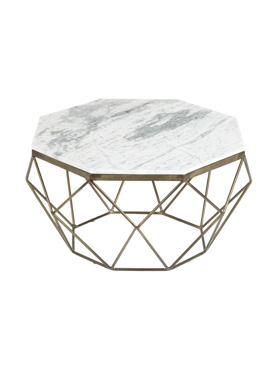 
Tavolino da salotto in marmo „Diamond“ Ø 70 cm - Bianco