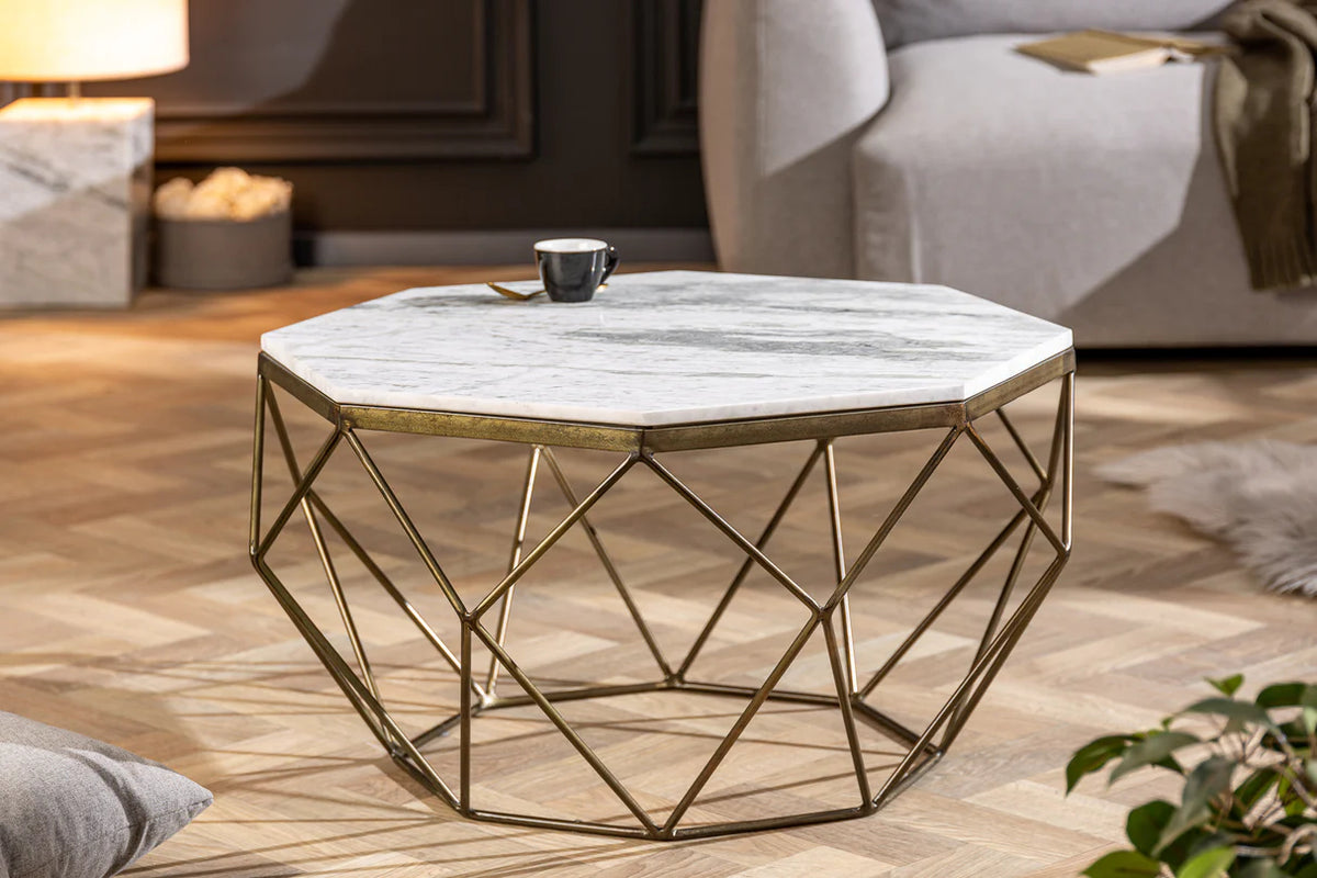 
Tavolino da salotto in marmo „Diamond“ Ø 70 cm - Bianco