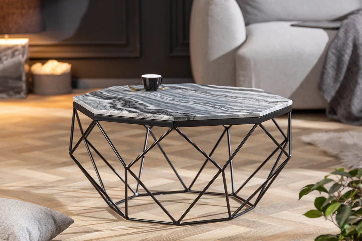
Tavolino da salotto in marmo „Diamond“ Ø 70 cm - Grigio