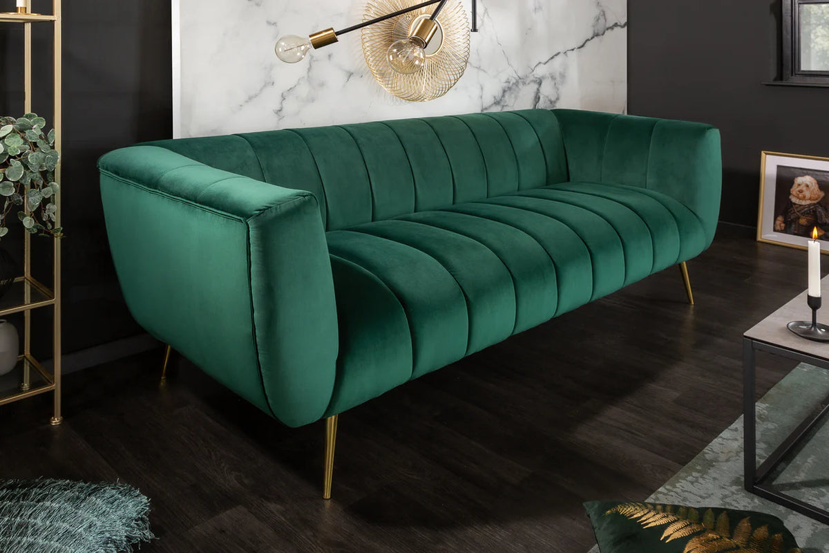 
Canapé 3 places en velours design « Noblesse » - Vert émeraude