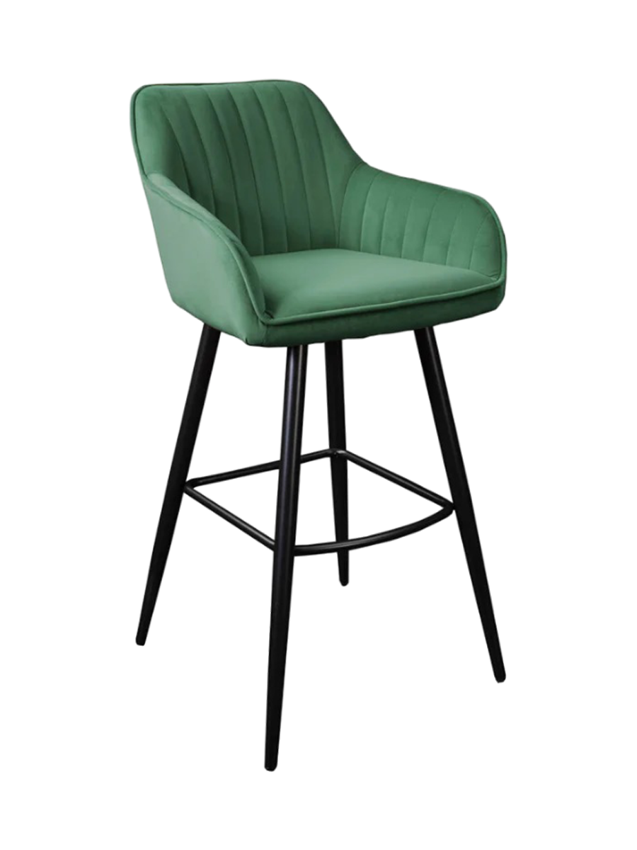 
Tabouret de bar design « Turino » avec accoudoirs - Velours vert émeraude