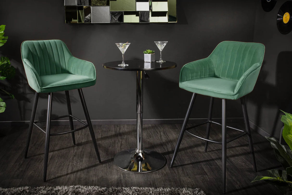 
Tabouret de bar design « Turino » avec accoudoirs - Velours vert émeraude