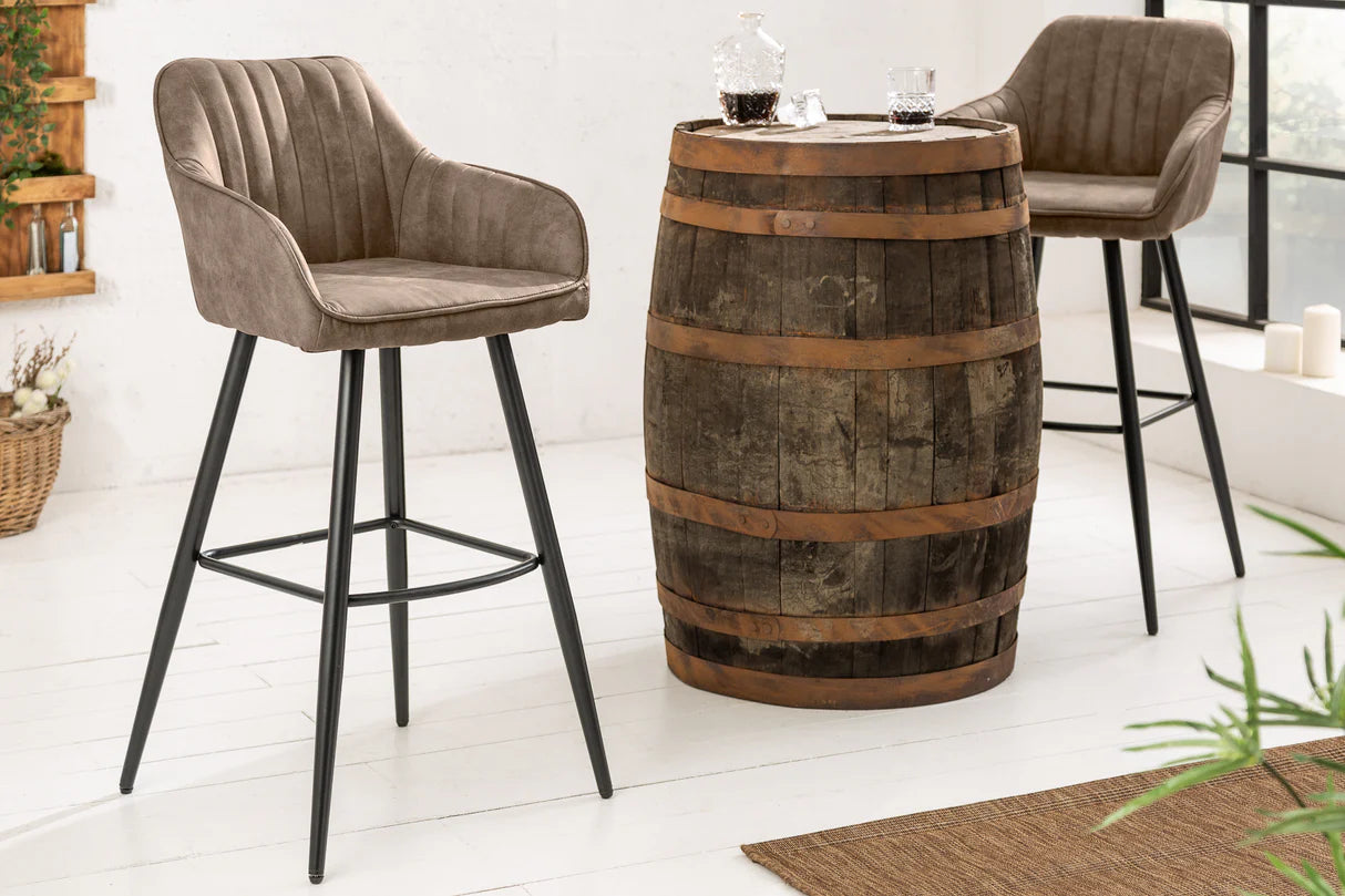 
Tabouret de bar design « Turino » avec accoudoirs - Taupe vintage