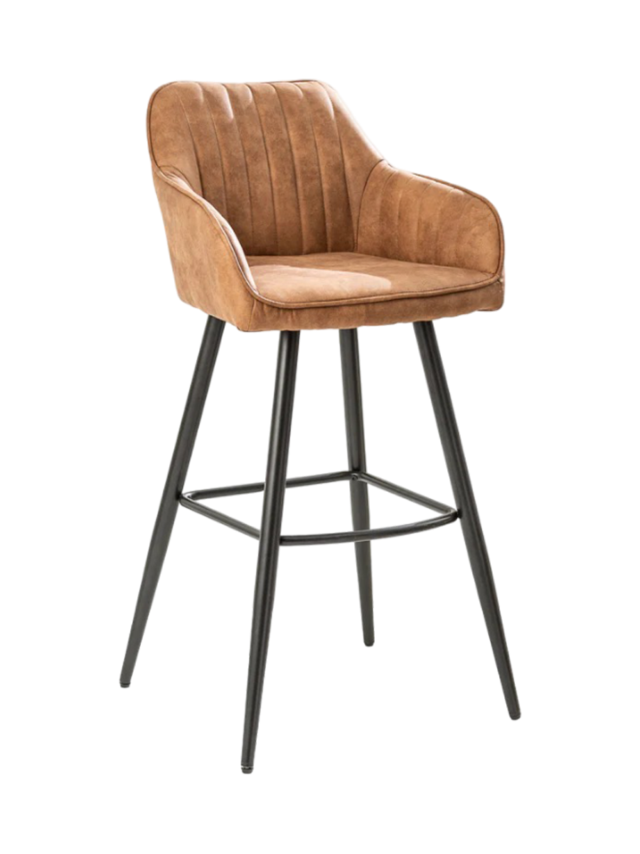 
Tabouret de bar design « Turino » avec accoudoirs - Braun vintage