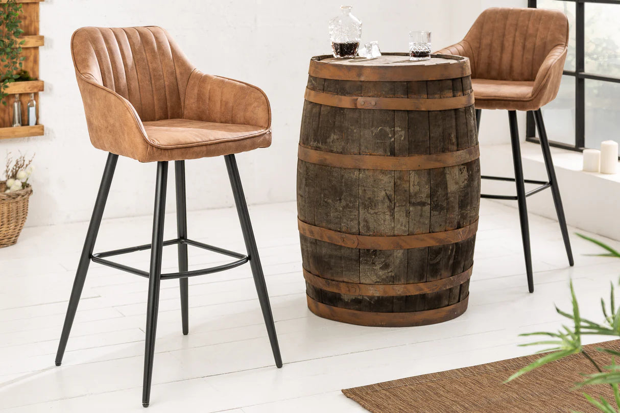 
Tabouret de bar design « Turino » avec accoudoirs - Braun vintage
