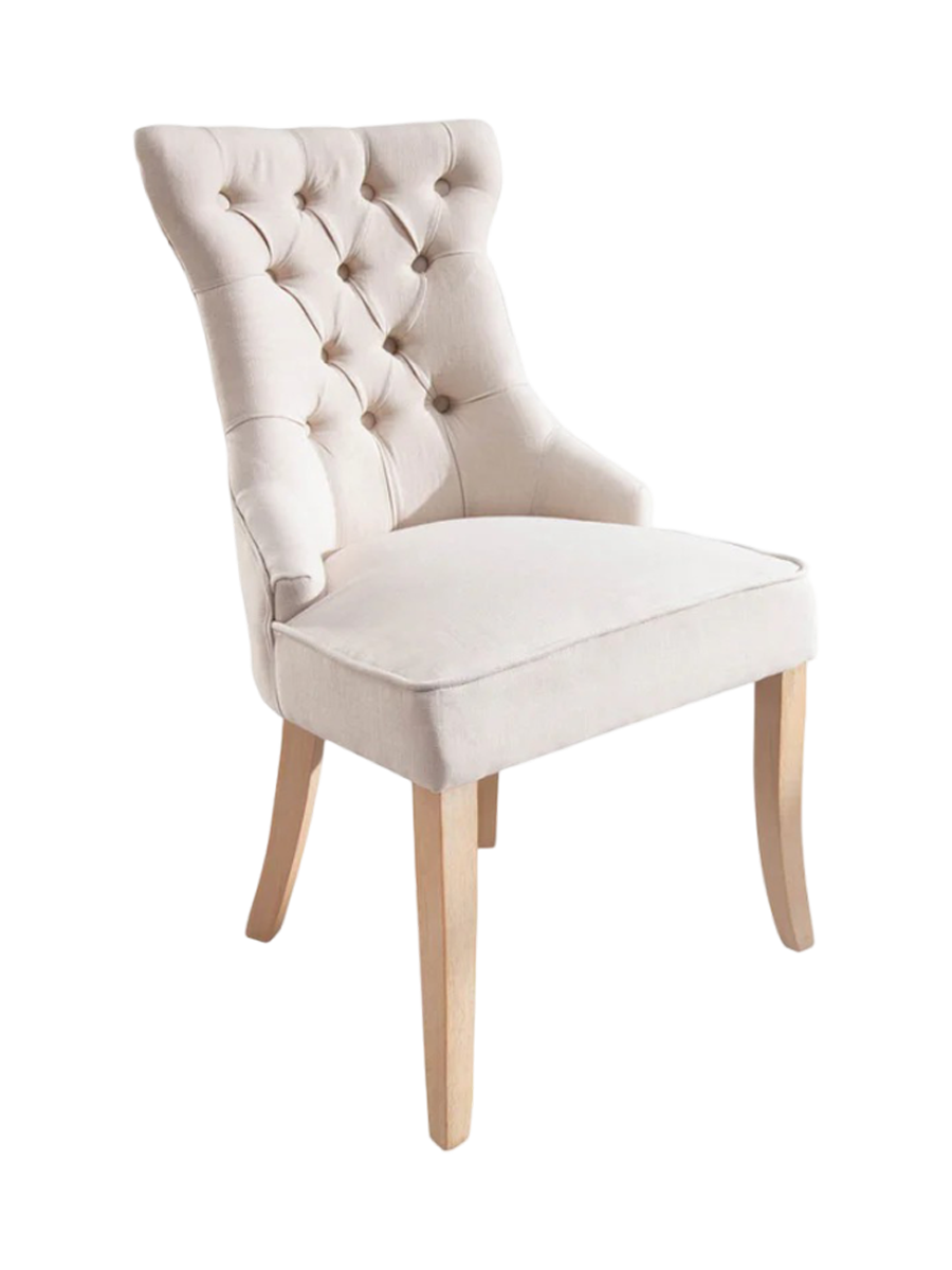 
Elegant Dining Chair "Castle" with Handle - Linen Beige
