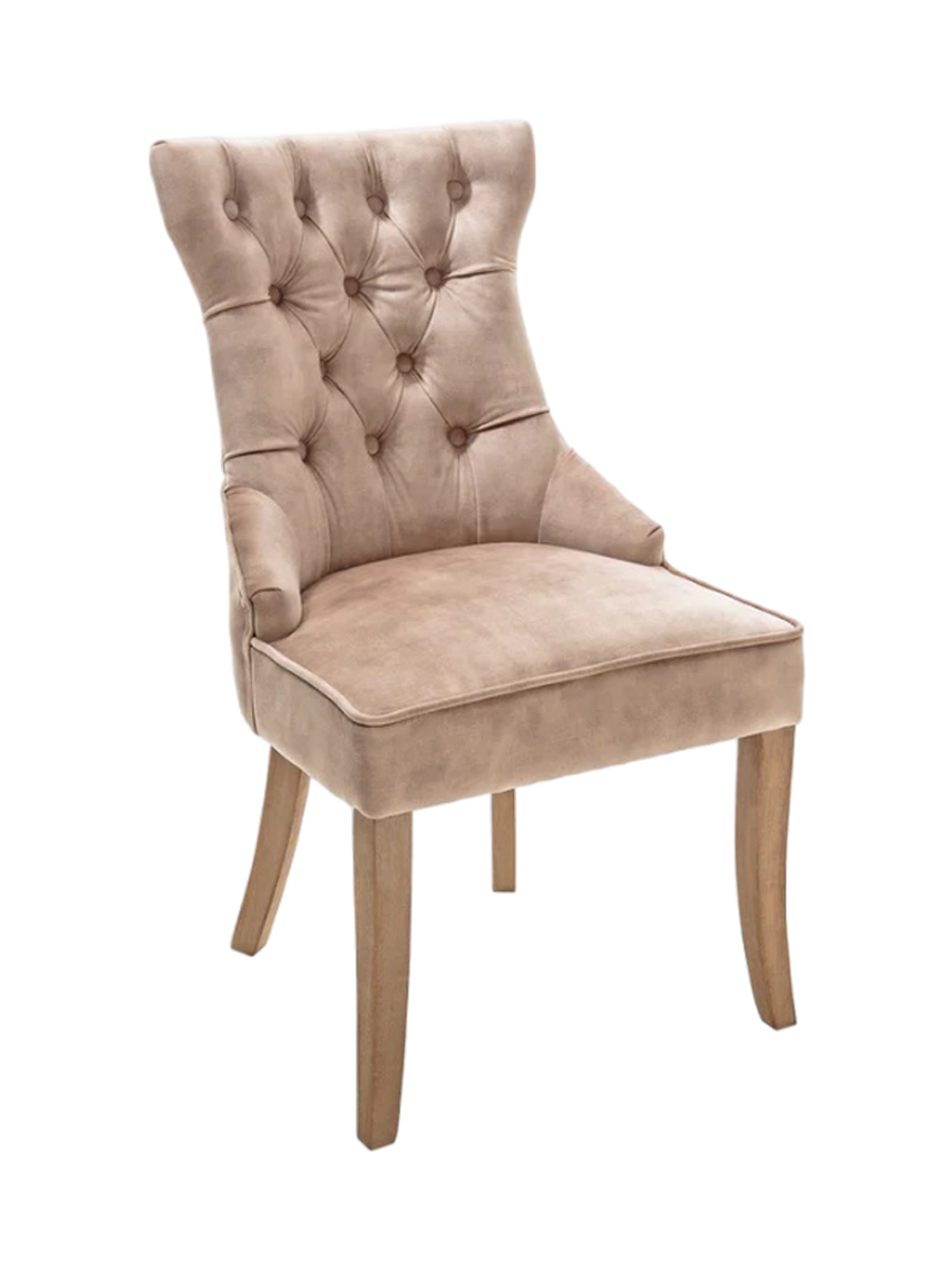 
Elegant Dining Chair "Castle" with Handle - Velvet Coffee