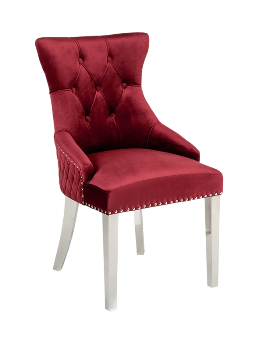 
"Castle" Designer Dining Chair with Lion Head - Dark red