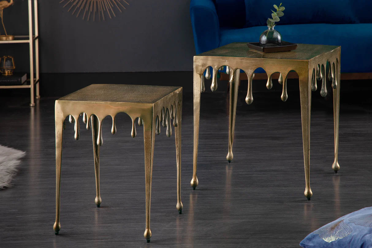 
"Liquid" Designer Side Table - Gold / 46 x 46 cm