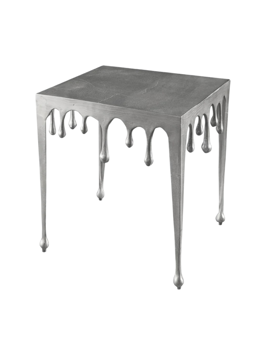 
"Liquid" Designer Side Table - Silver / 46 x 46 cm