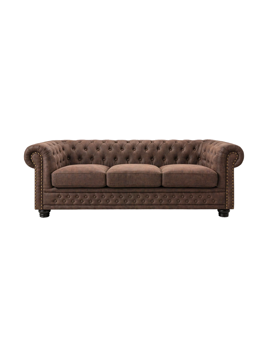 
3-seater Sofa "New Chesterfield" - Microfiber Vintage Brown