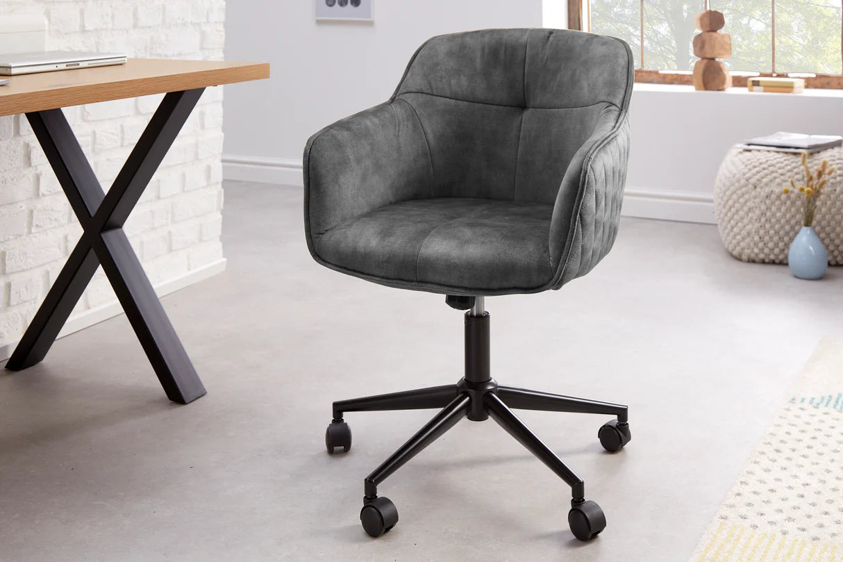
Chaise de bureau design « Leonie » avec revêtement en velours - Gris foncé