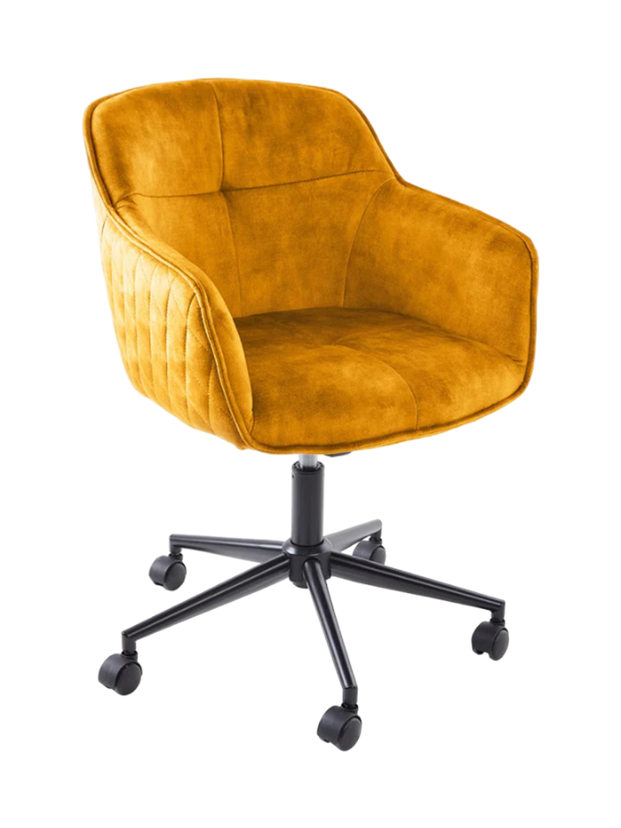 
Chaise de bureau design « Leonie » avec revêtement en velours - Jaune moutarde