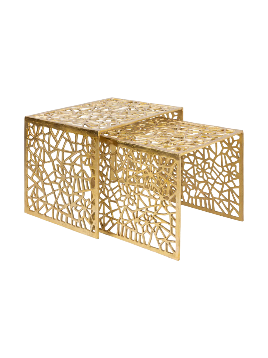 
2-piece set of "Abstract" side tables - Gold