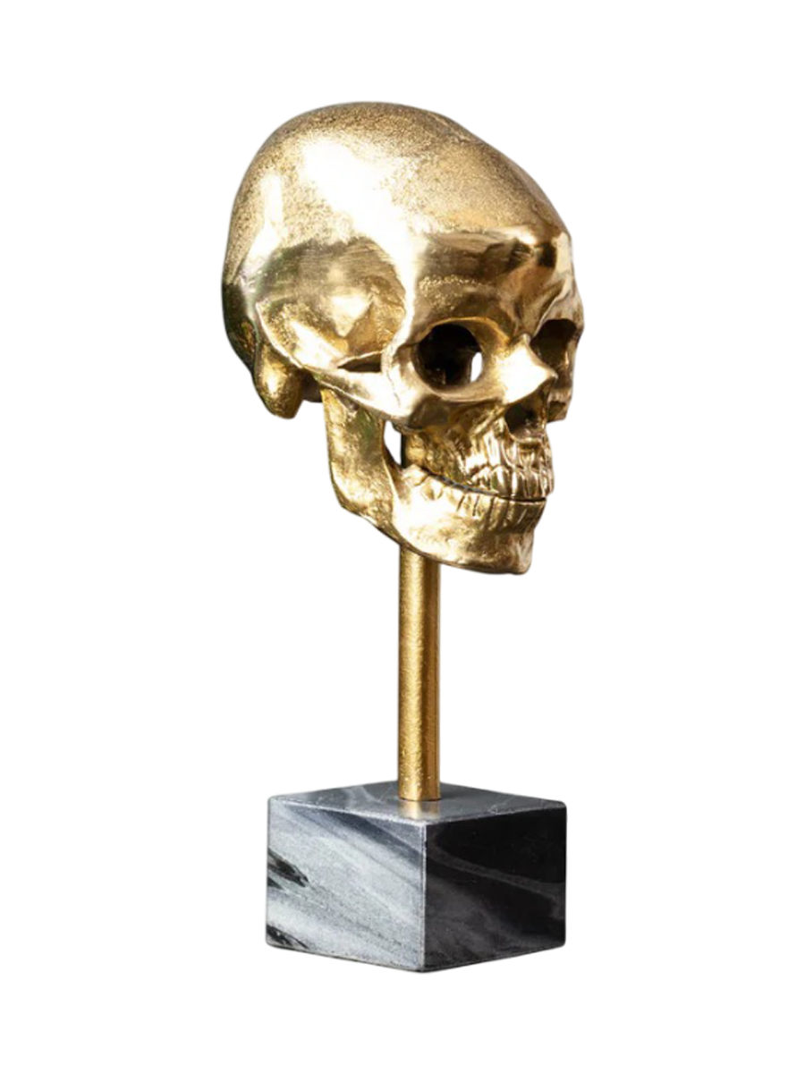 
Sculpture design « Skull » avec socle en marbre