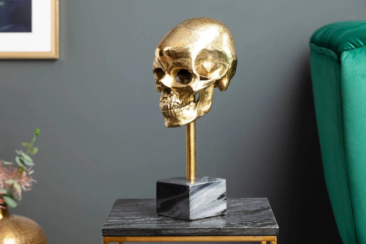 
Sculpture design « Skull » avec socle en marbre