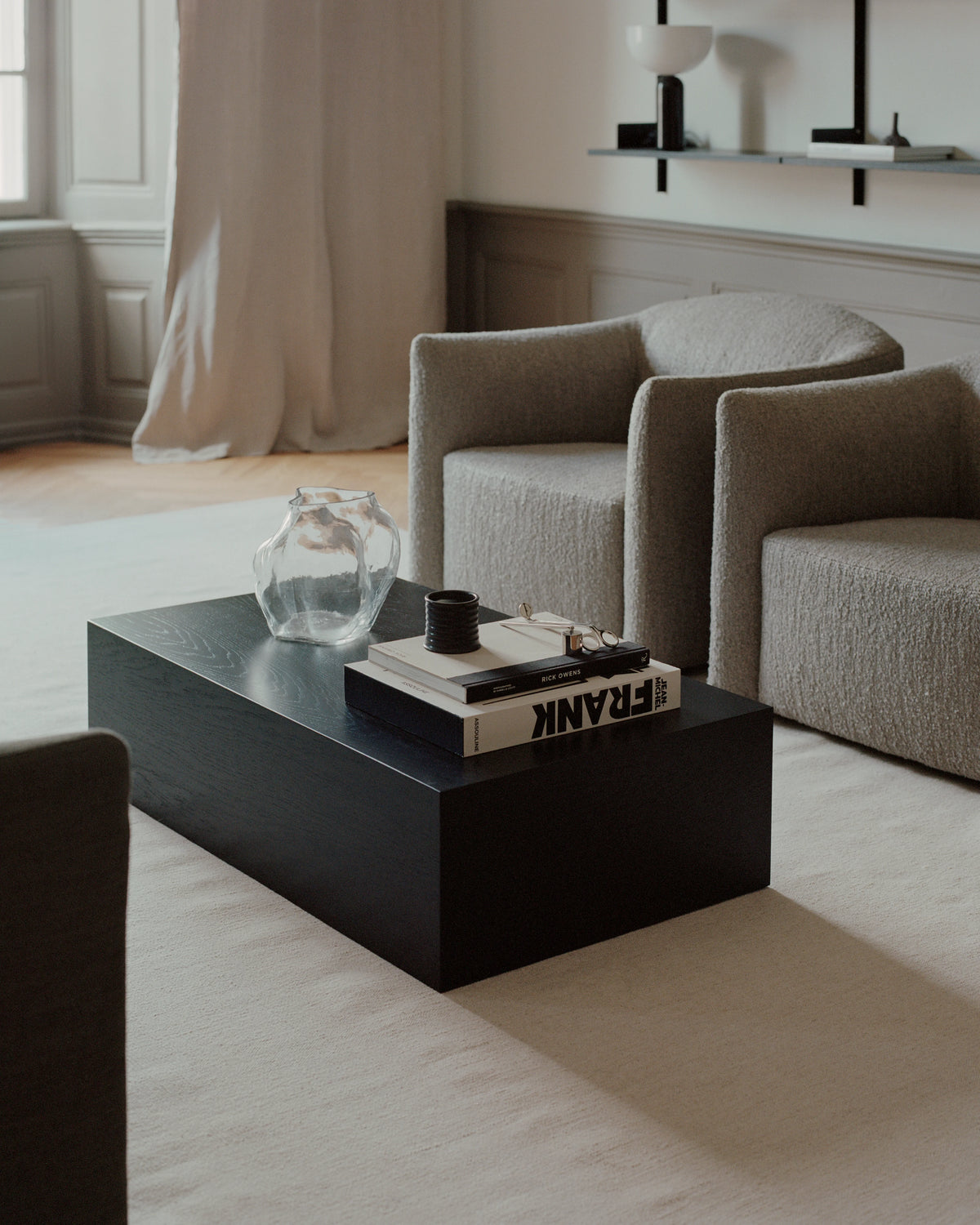 
Tavolino da caffè di design “Mass” con cassetto - Rovere Nero / 103 x 60 x Altezza 27 cm