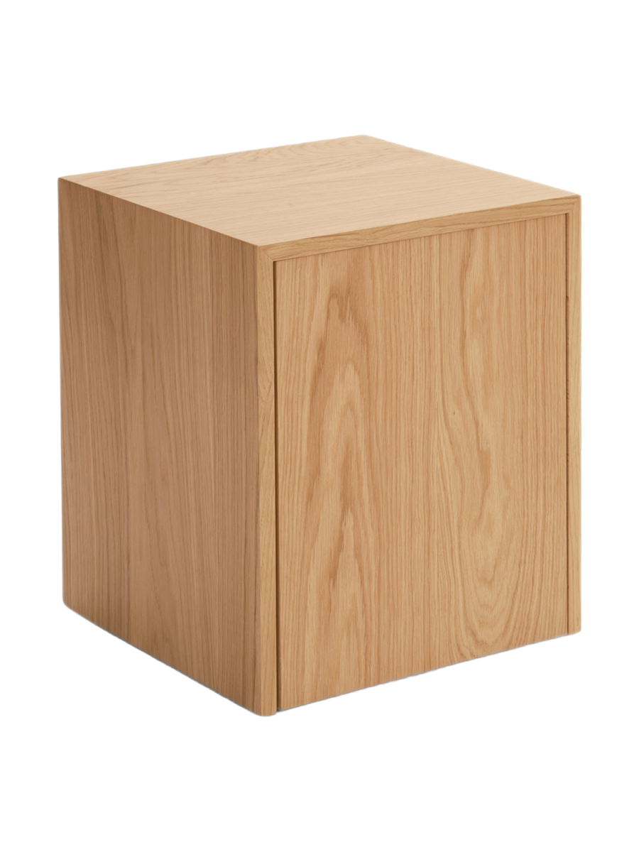 
Designer Side Table "Mass" with Drawer - Natural Oak