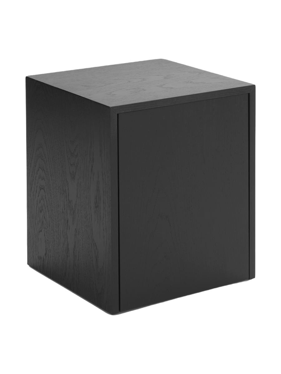 
Designer Side Table "Mass" with Drawer - Black Oak