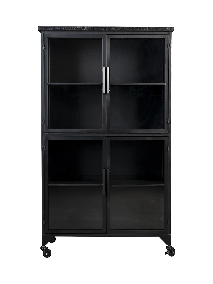 
"Ferre" Highboard & Display Cabinet with Castors, 4-door