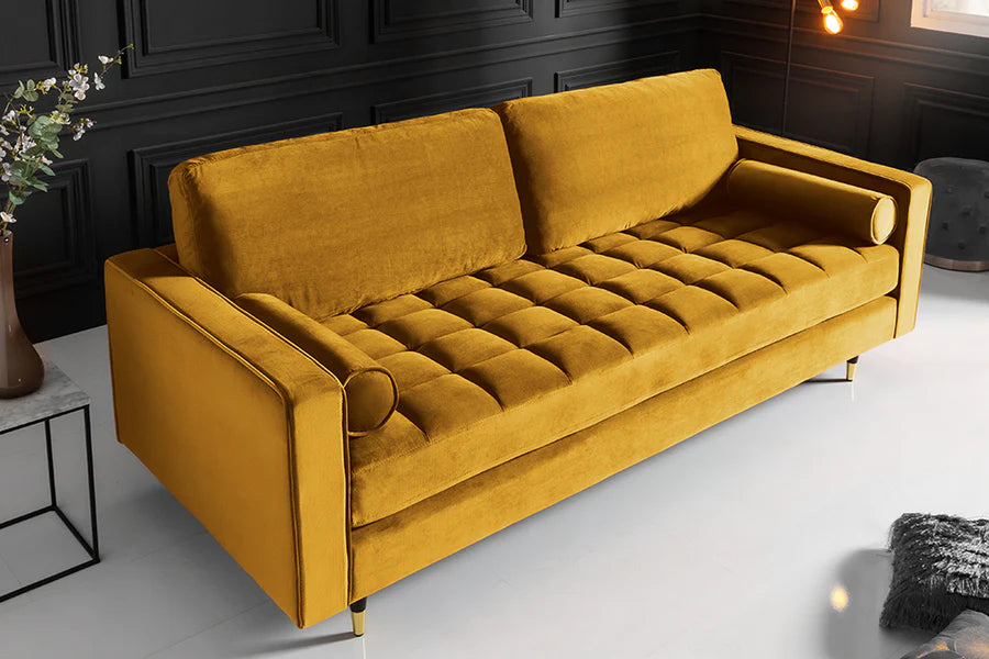 
Canapé 3 places en velours « Cozy Velvet » - Jaune moutarde