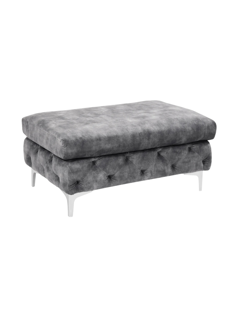 
Grand Pouf en velours « Baroque Moderne » - Gris foncé