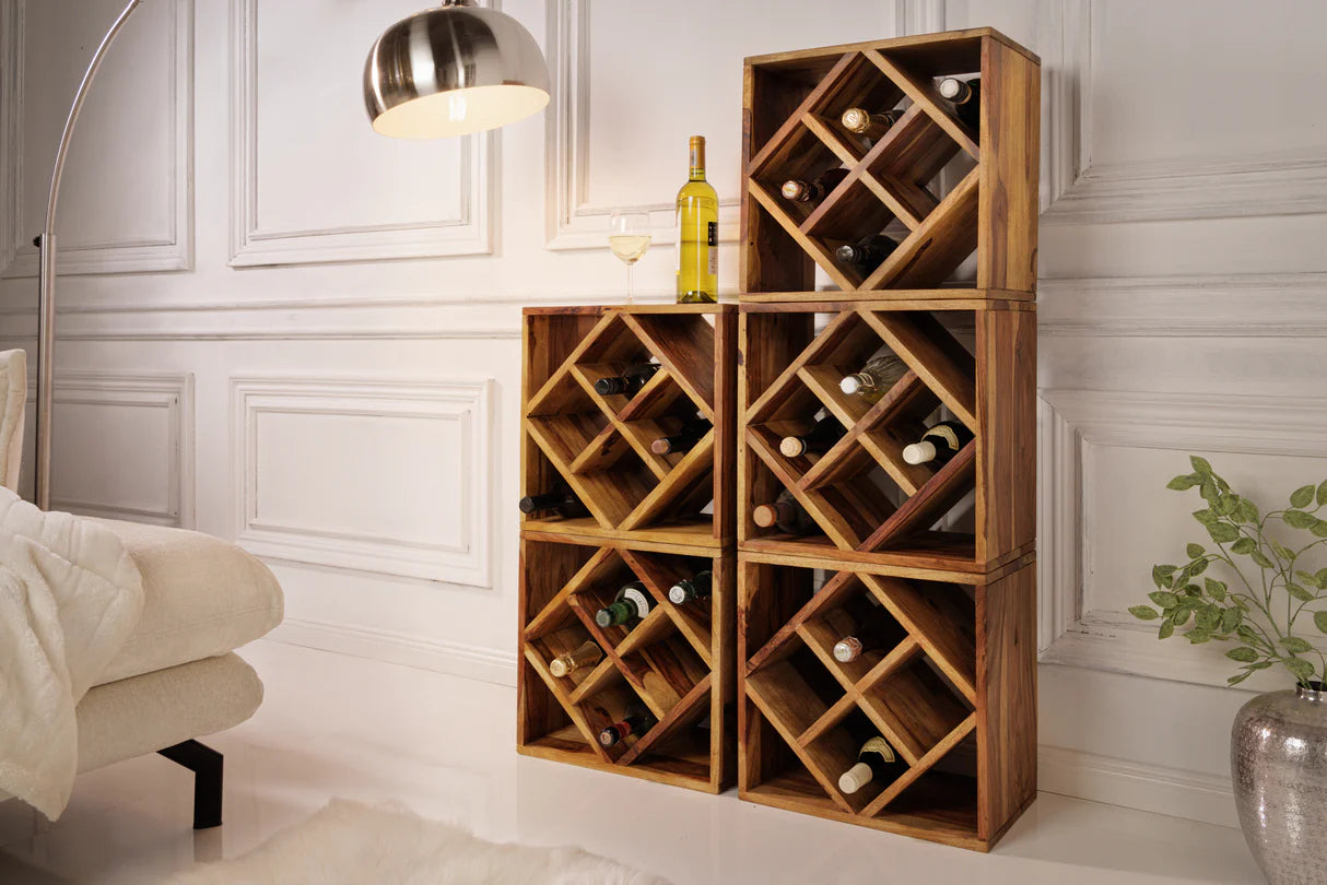 
Massivholz Weinregal „Cubus“, Sheehsam
