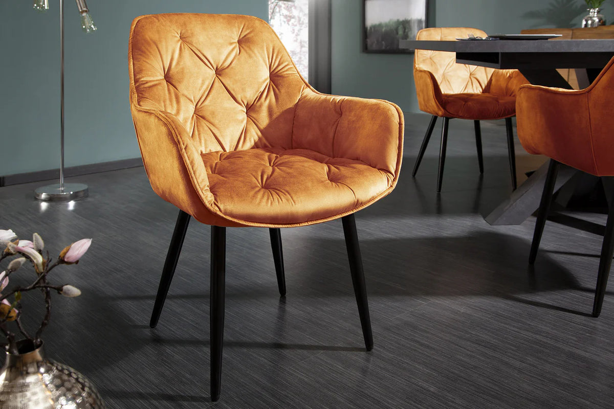 
Poltrona di design con braccioli “Barcelona” - Giallo senape