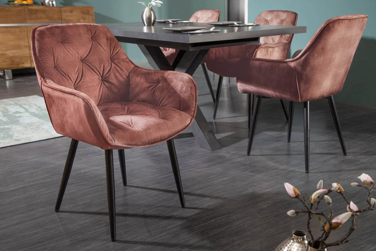 
Poltrona di design con braccioli “Barcelona” - Samt Marrone