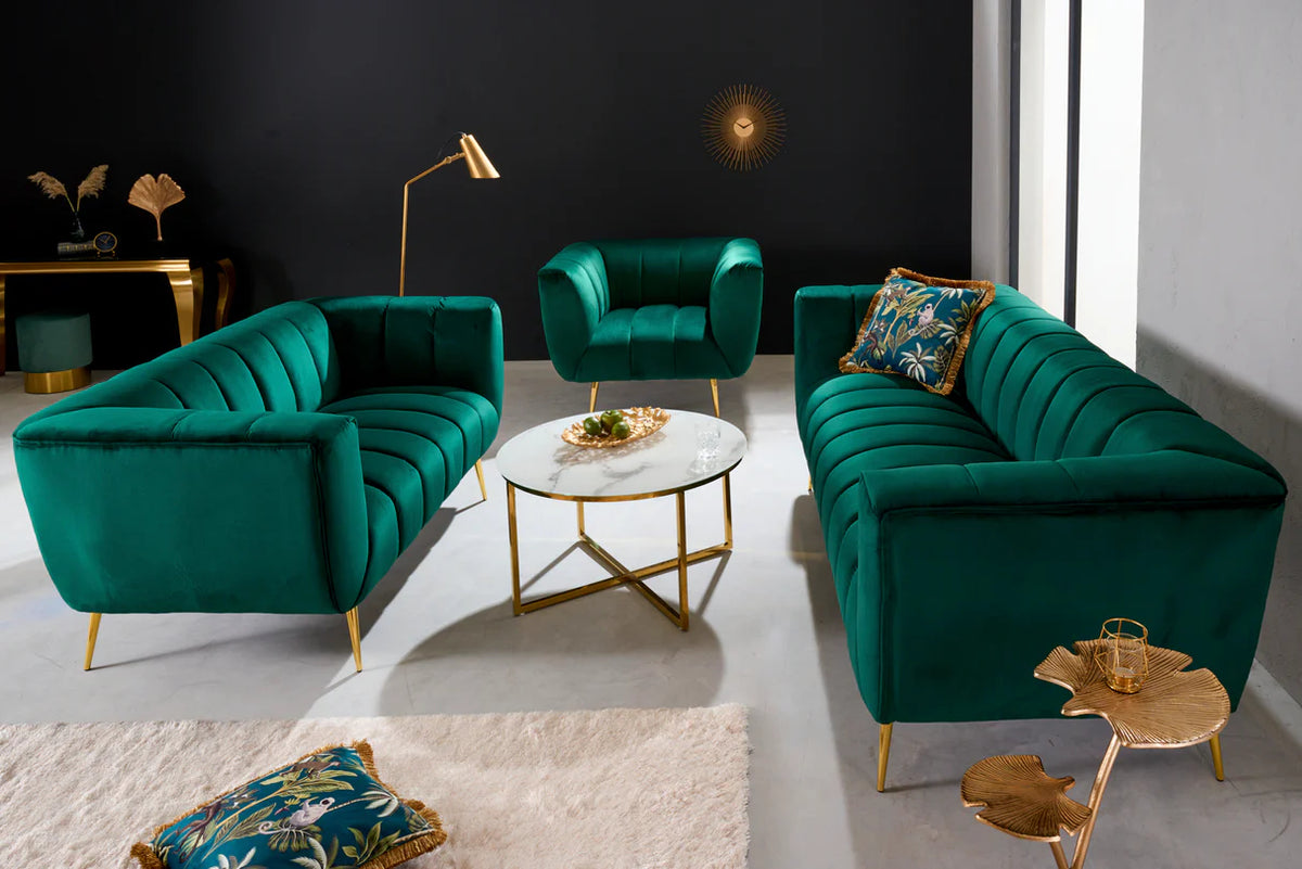 
2-Sitzer Design Samtsofa „Noblesse“ - Smaragdgrün