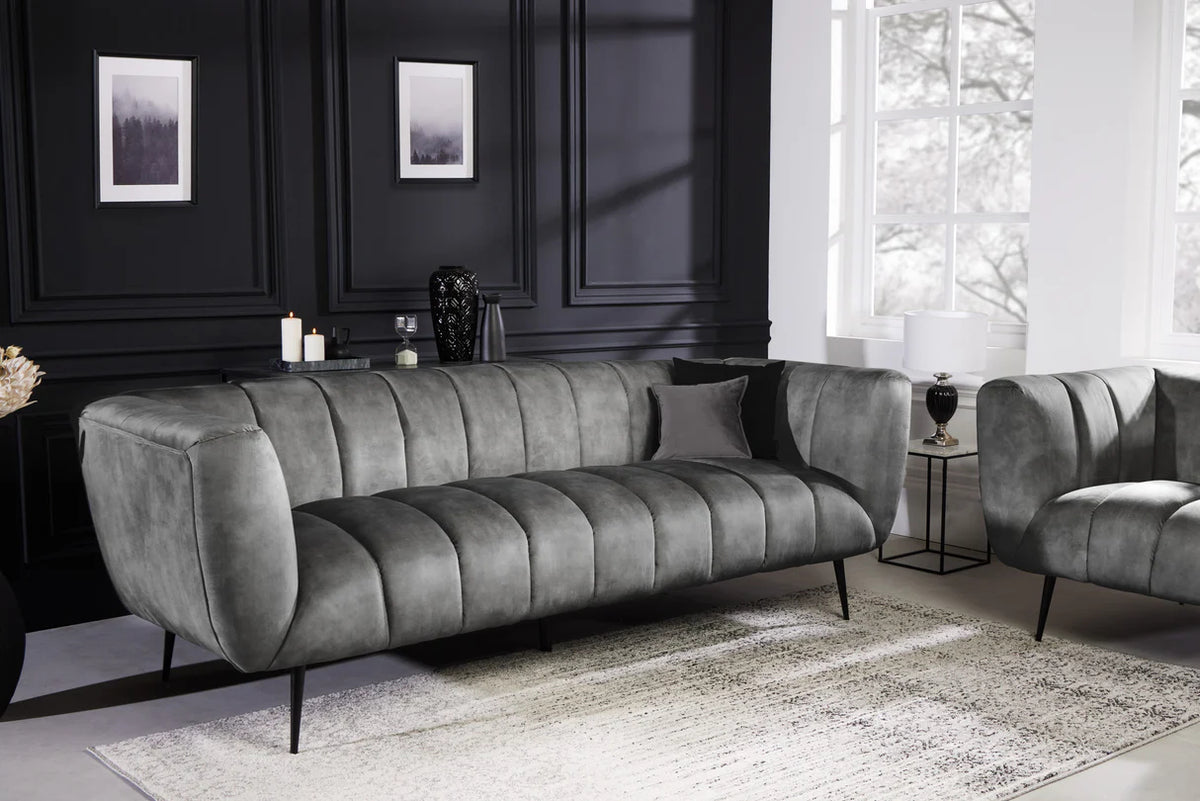 
Canapé 3 places en velours design « Noblesse » - Gris