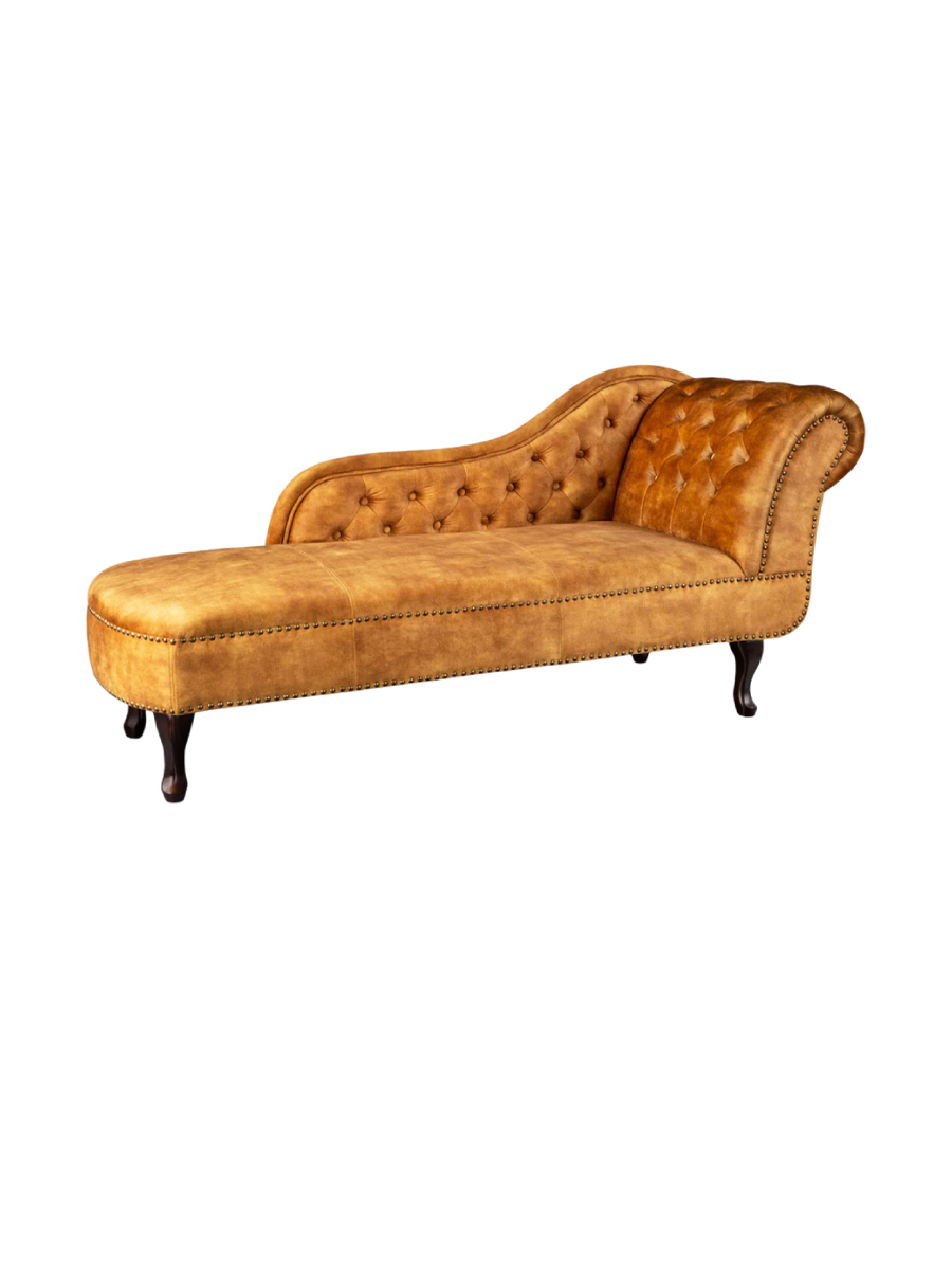 
Récamière/Chaise longue « New Chesterfield » - Velours moutarde