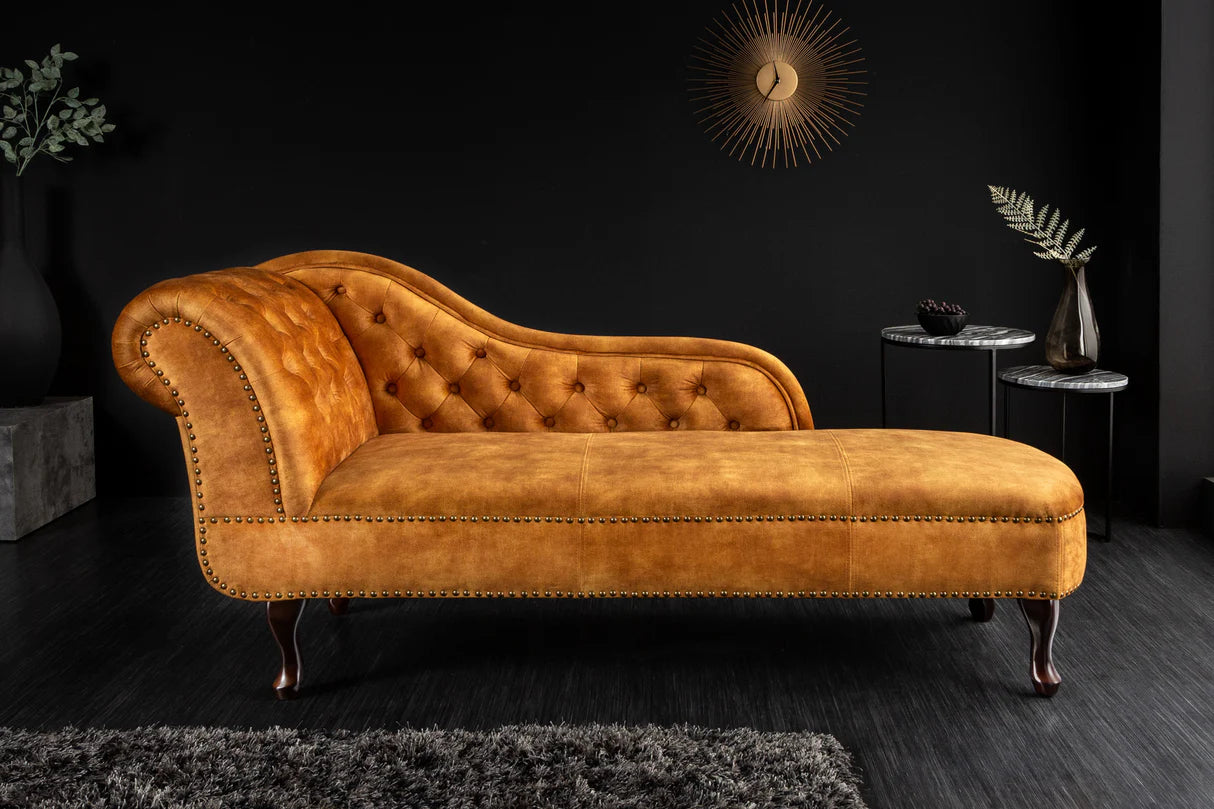 
Récamière/Chaise longue « New Chesterfield » - Velours moutarde