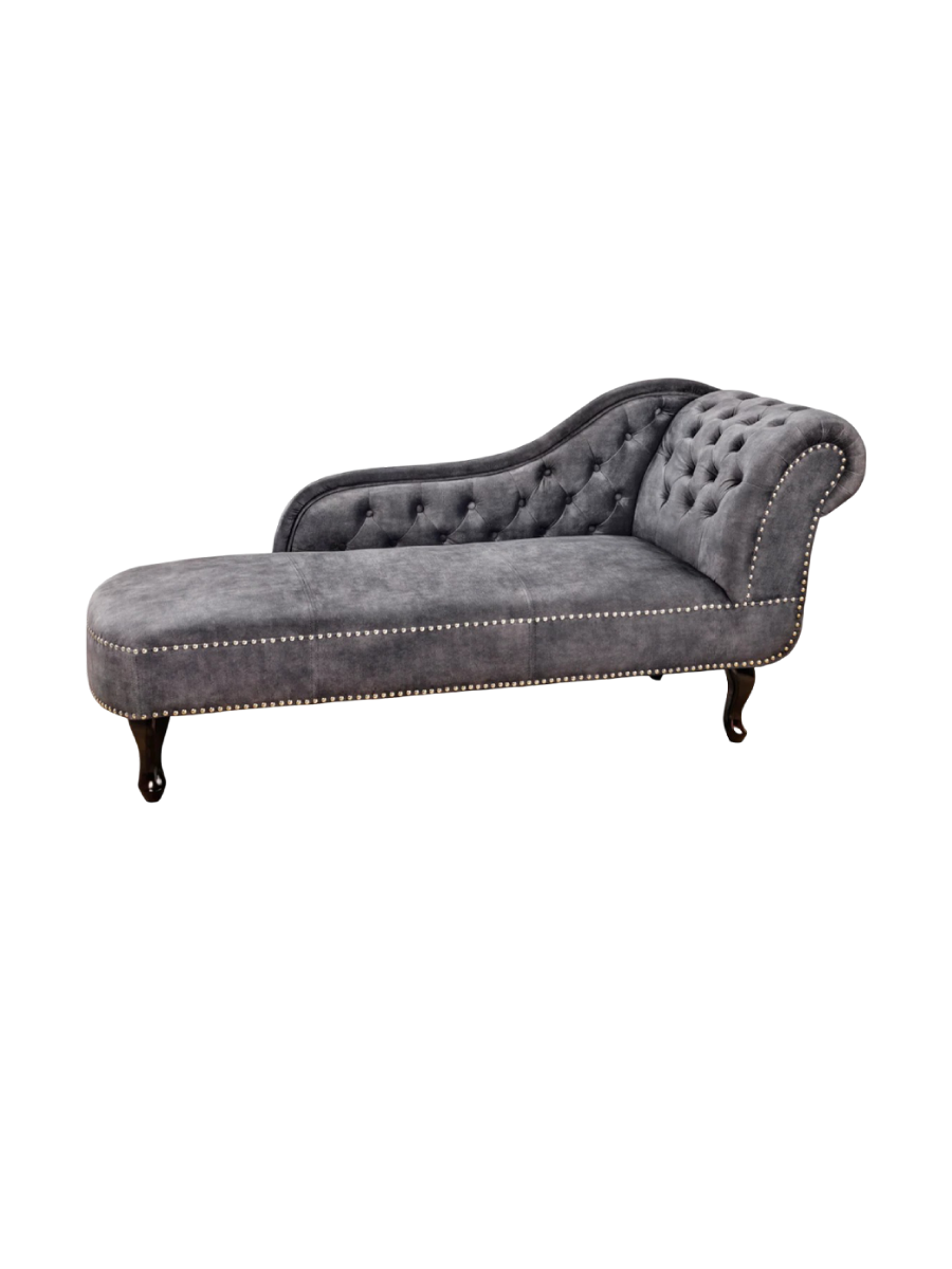 
Récamière/Chaise longue « New Chesterfield » - Gris velours