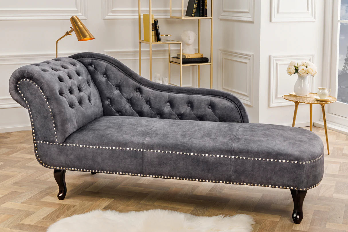 
Récamière/Chaise longue « New Chesterfield » - Gris velours